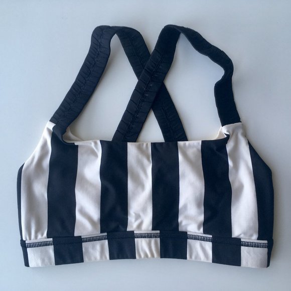 lululemon athletica Tops - Lululemon Black and White Striped Sports Bra